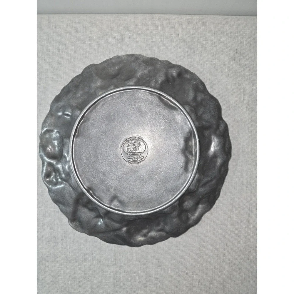 Vintage Pewtarex Fruit And Floral Heavy Serving Display Tray 12.5 Inch York PA